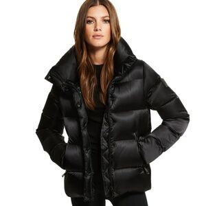 Sam. Isabel Satin Down Puffer Jacket in Black